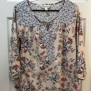 Tantrums Blue and Cream Floral Blouse